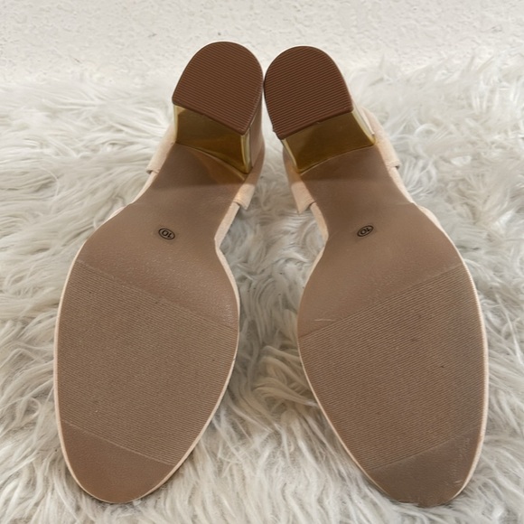 LULUS Laura Light Nude Suede Ankle Strap Chunky Heels Size 10 NEW - Picture 12 of 16